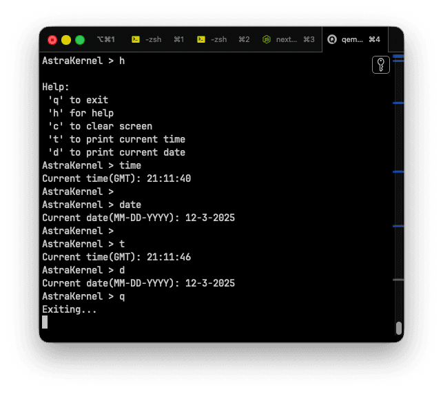 AstraKernel Console Commands