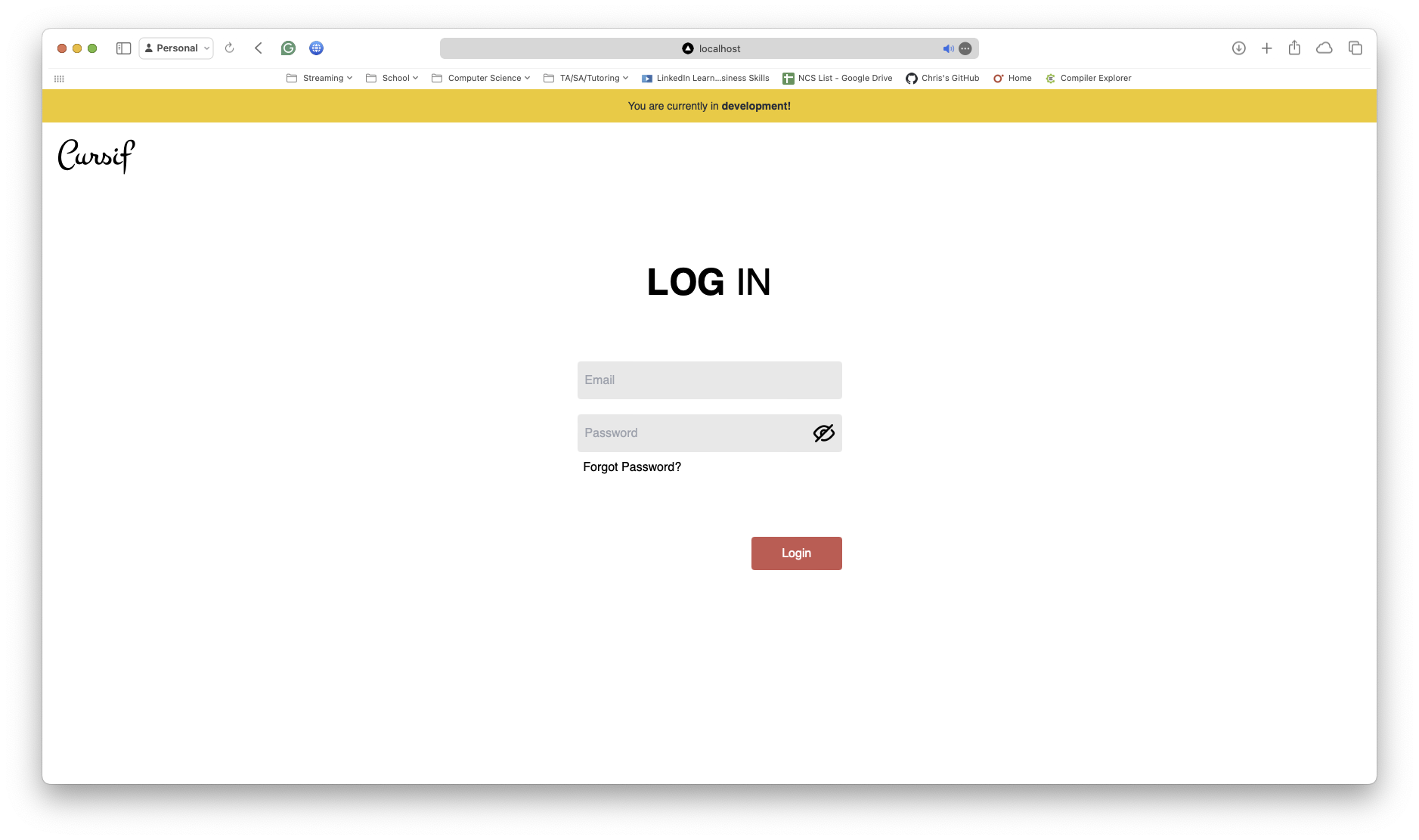 Cursif Login Page